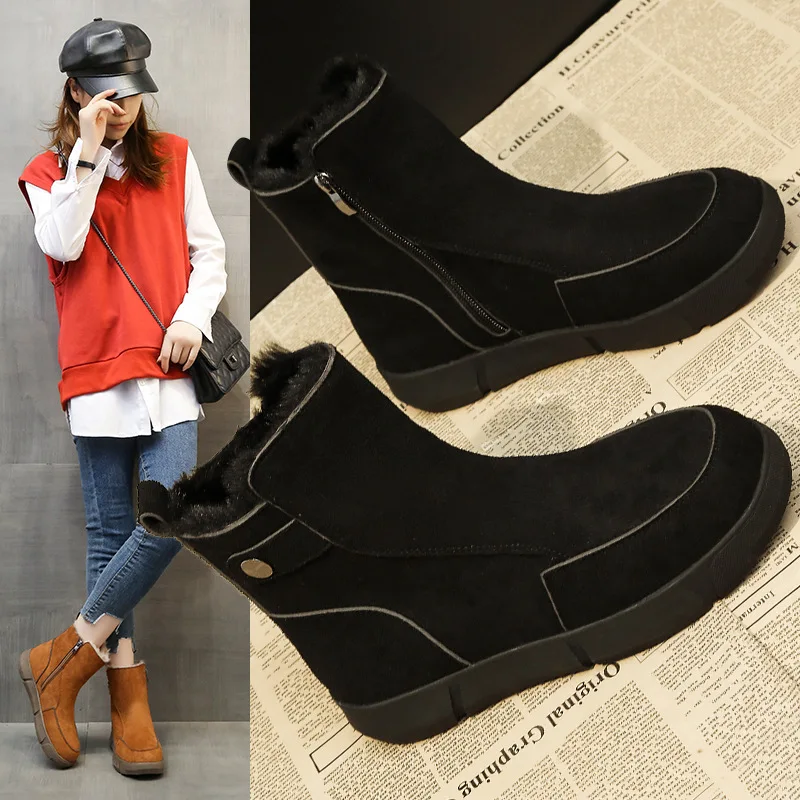 2023 Waterproof Snow Boots Women Thick Plush Platform Ankle Boots Woman Thick Bottom Warm Cotton Padded 35-40
