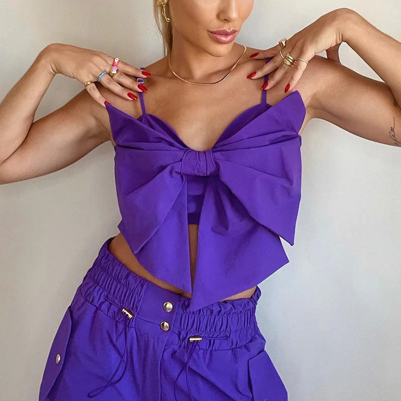 

2022 For Summer Chic Fashion Green Butterfly Tie Halter Wrap Crop Top Rave Festival Sexy Backless Sling Women's Tops Club Party