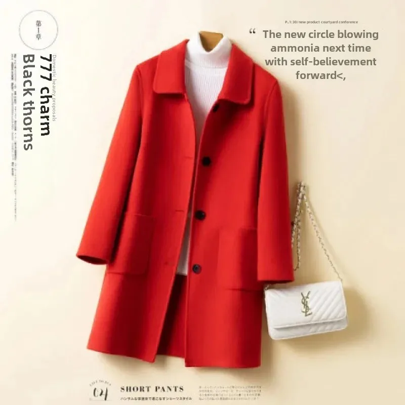 Модная шерстяная куртка средней длины для женщин зима 2022 новый стиль корейская