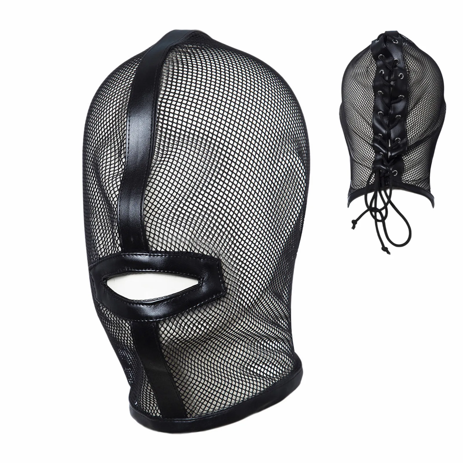 

Mesh Gauze Face Mask Leaky Mouth Headgear Hole Face Cover Halloween Party Masquerade Mask Couple Game Supplies Full Cover Mask