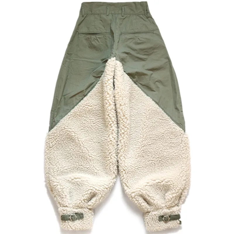 KAPITAL Men's Pants 2023 Winter Japanese New Trend Lamb Fleece Panel Amikaki Workwear Military Casual Trousers