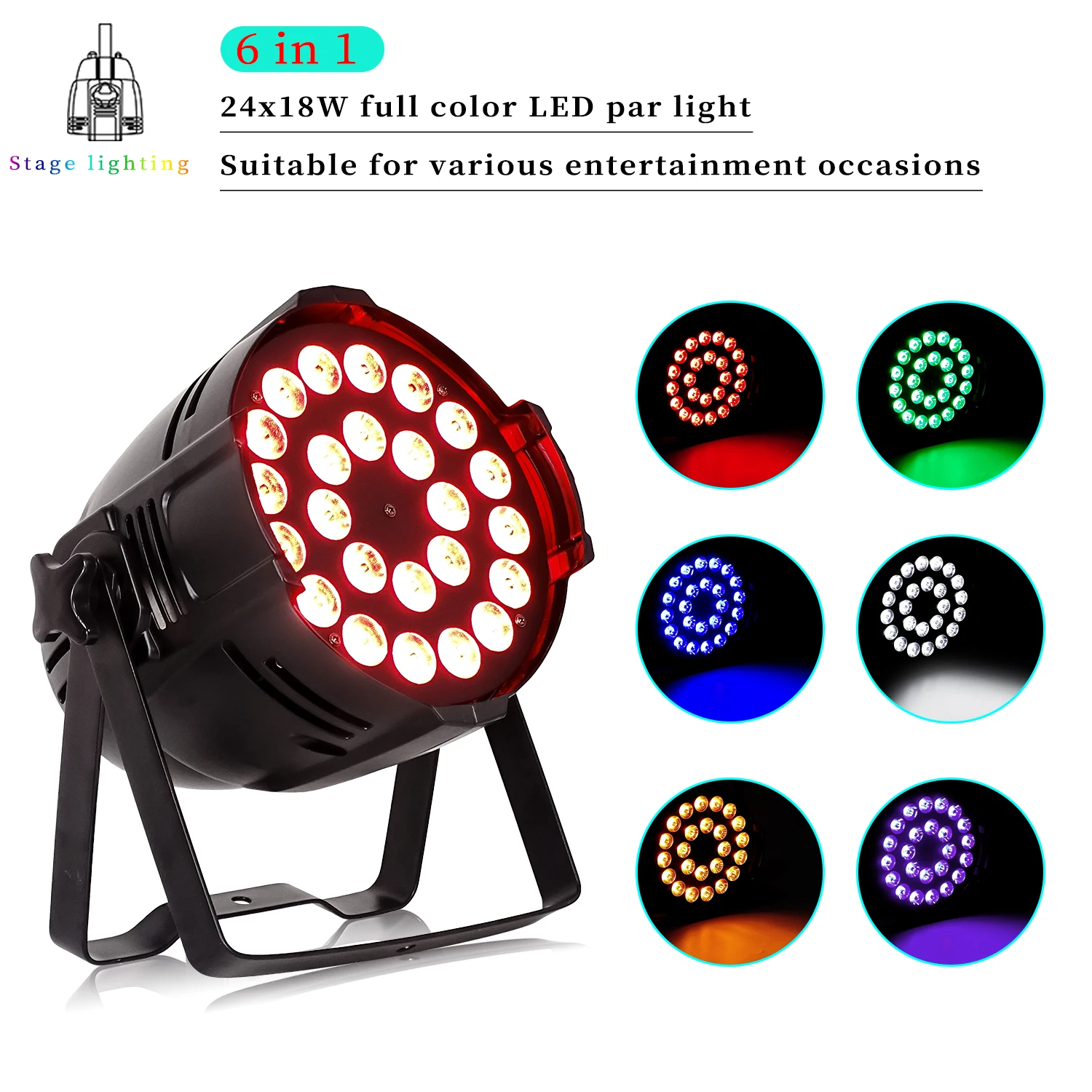 24x18 Вт RGBWA UV 6 в 1 светодиодный светильник Par алюминиевый сценический прожектор