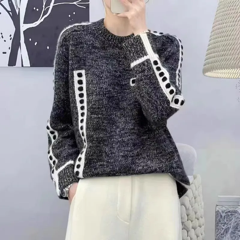 Европейский свитер из 100% мериносовой шерсти женский толстый Свободный пуловер с