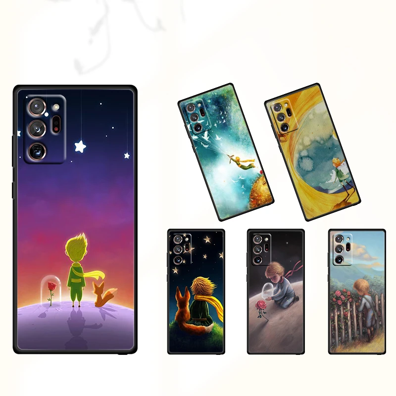 

Cartoon Little Prince Fox For Samsung Note 20 Ultra 10 9 8 M52 M32 F52 F22 M01 4G 5G Fundas Silicone Black Phone Case Coque