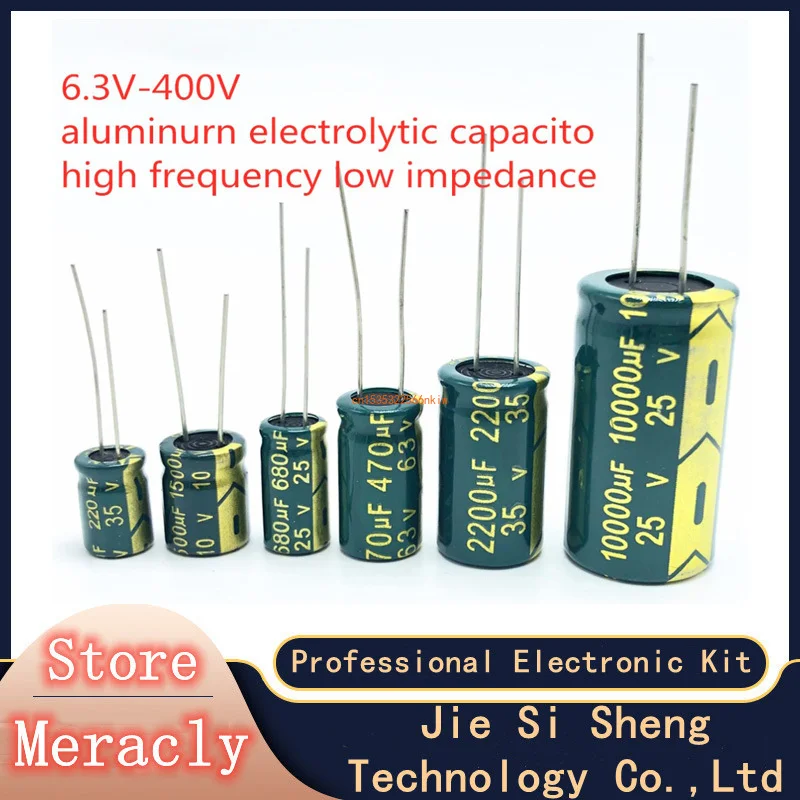 

10PCS high frequency electrolytic capacitor 20% 6.3V 1000UF 10V 1500UF 16V 2200UF 25V 3300UF 35V 50V 400V 4700UF 680UF 35V 1UF