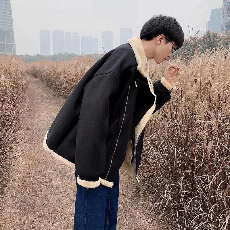 Winter Jacket Men Warm Fashion Retro Casual Thickened Lamb Hair Jacket Men Streetwear Korean Loose Thick Short Coat Mens Parker