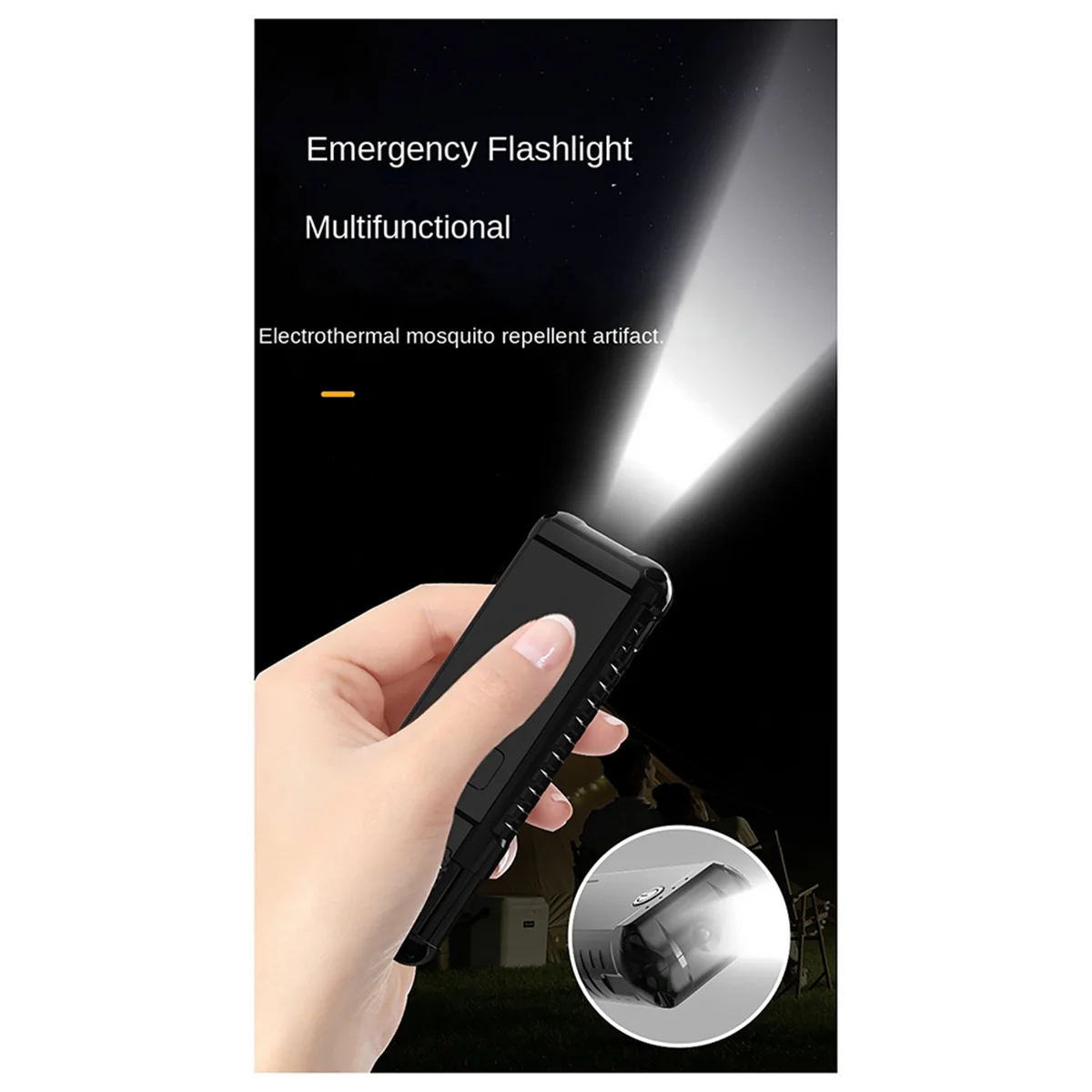 Портативный ручной Отпугиватель комаров черный с литиевым аккумулятором и