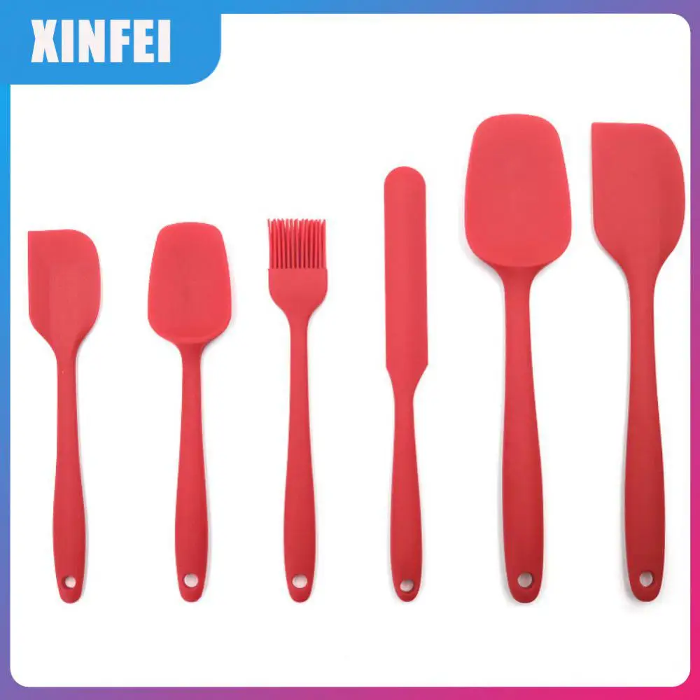 

1Set Silicone Kitchenware Set Black Or Red Multi-function Handle Tool Spatula Spatula Spatula Oil Brush Kitchen Cookware Tools