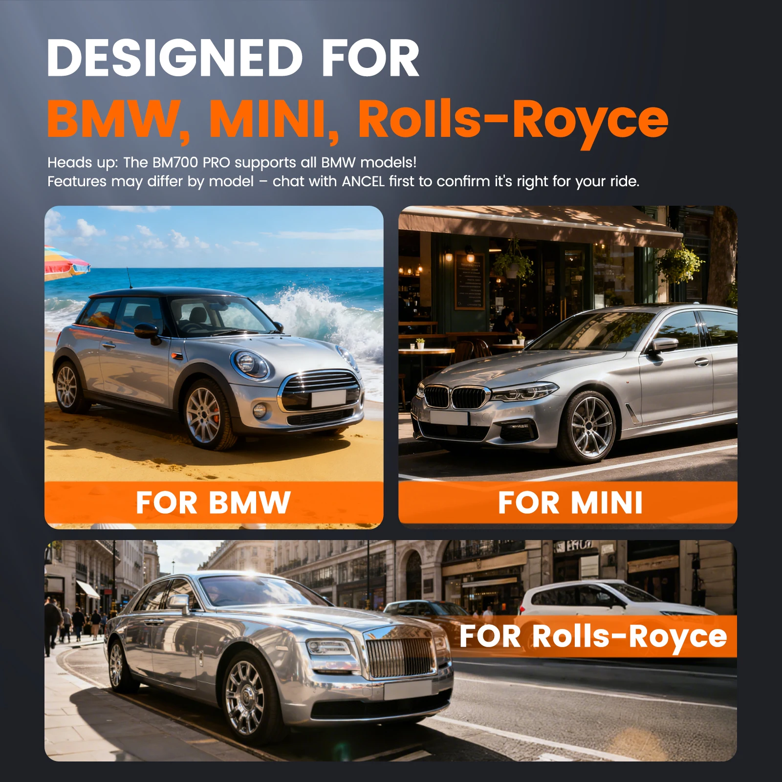Фото Автомобильный сканер ANCEL BM700 PRO OBD2 для BMW/MINI всех систем EPB SAS TPMS BMS сброс масла считыватель кодов автомобильный диагностический сканер №3