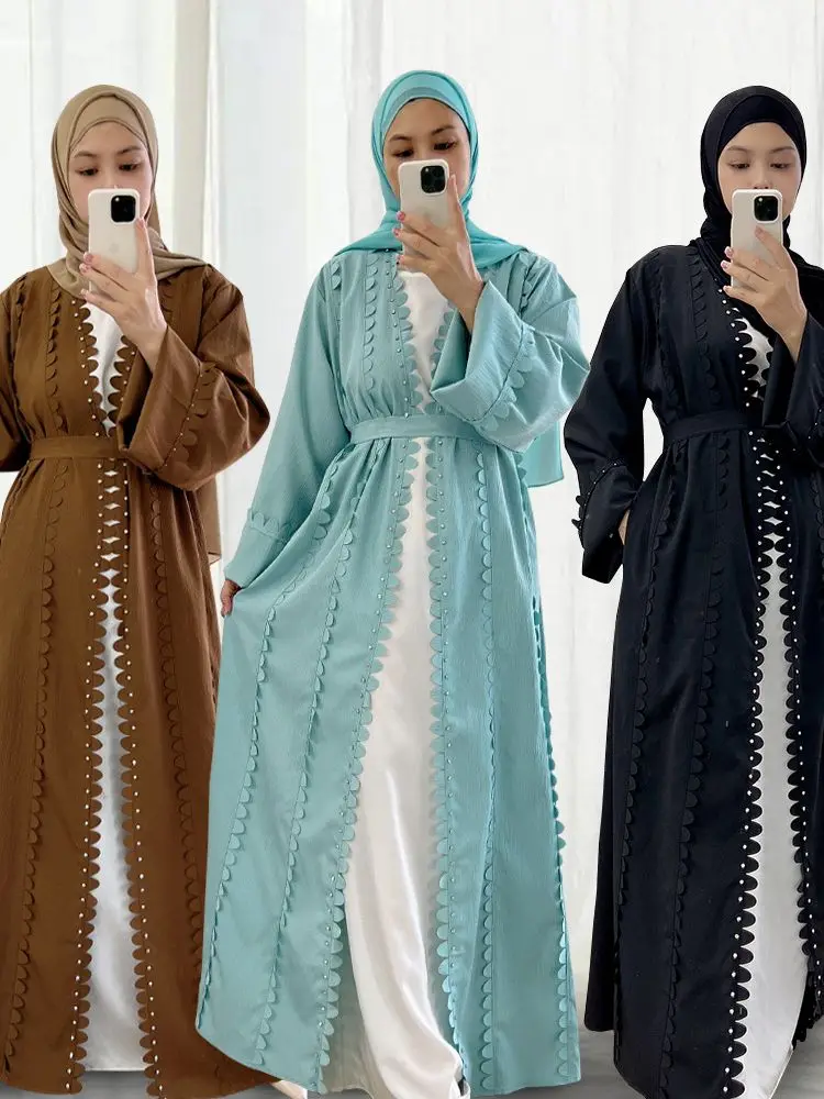 

Ramadan Open Robe Kimono Femme Musulmane Abaya Dubai Arabic Turkey Islam Muslim Dress Kaftans Abayas For Women Caftan Morocco