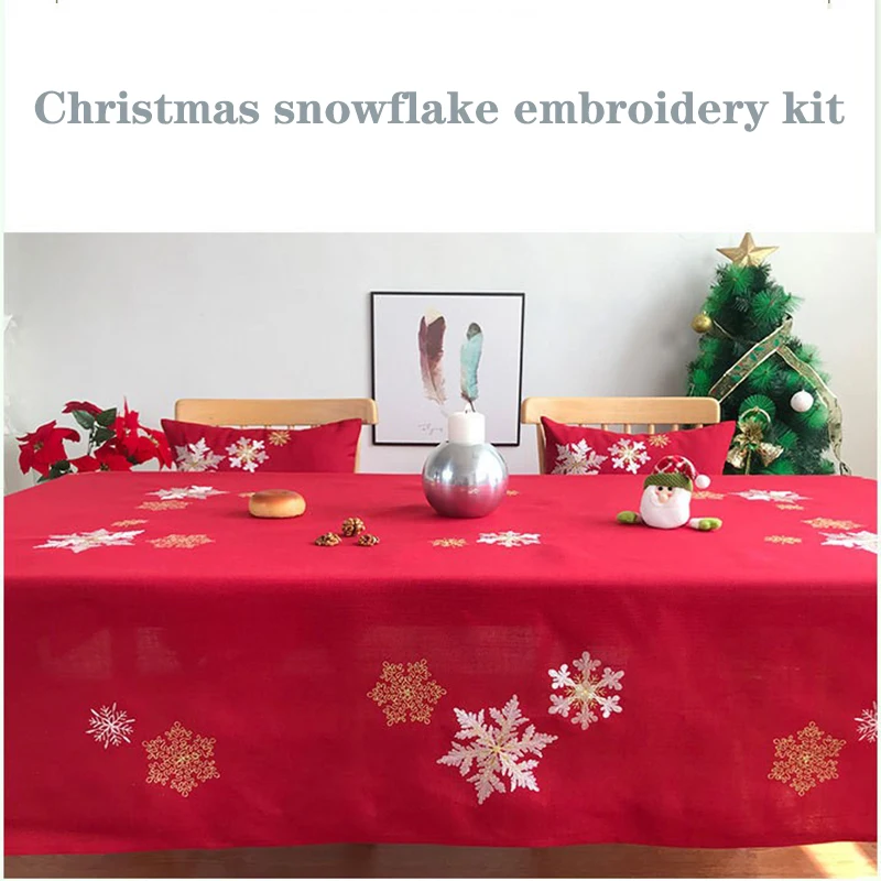 Рождественская вышивка в виде снежинки EMD KONI красный настольный флаг современная