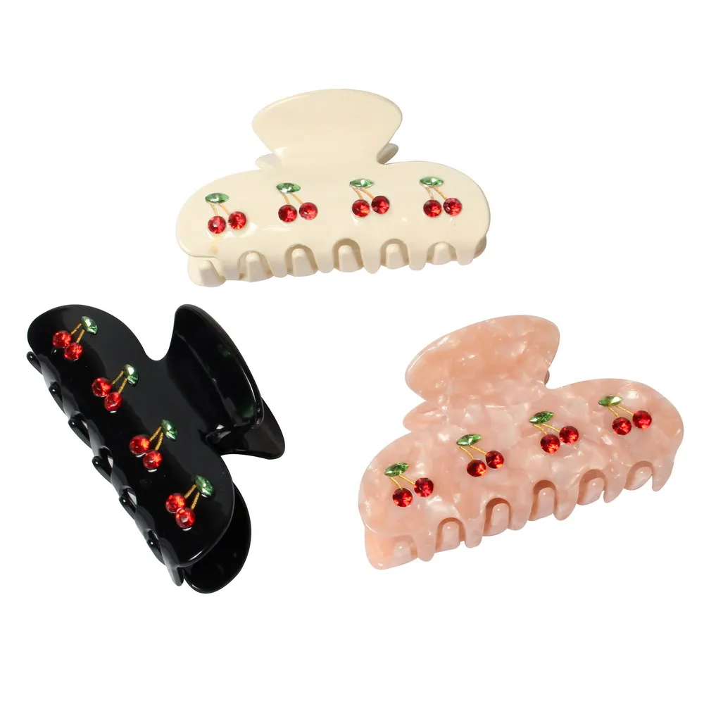 

Фрукты Вишня Кристалл волос коготь для женщин Корейский Элегантный Ацетатный зажим для волос для девушек задняя часть головы акулы