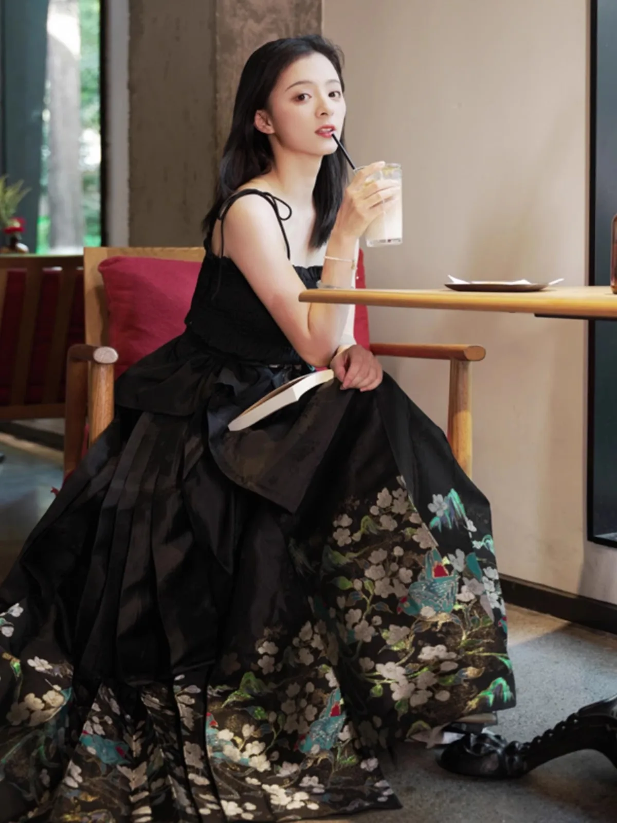 Длинный стиль Мин Mamianqun женский Qianlijiangshan повседневная улучшенная новая китайская