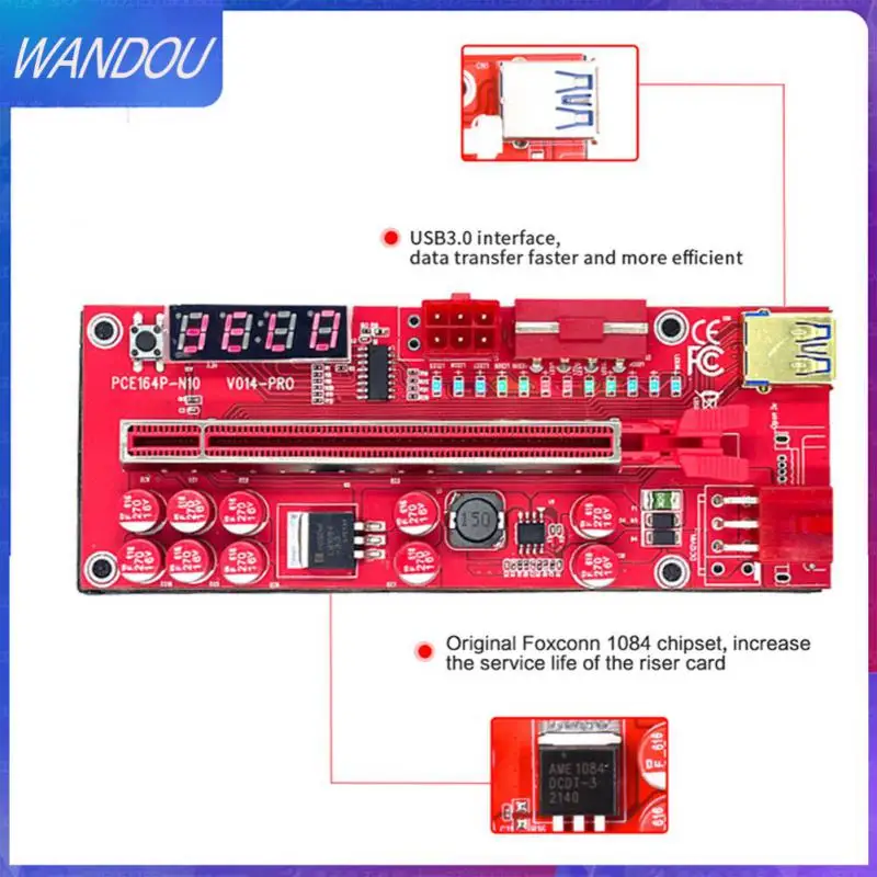 

Кабель питания 15/pin PCI Express X1 X16 SATA на 6pin для майнинга BTC, карта расширения PCI-E V014 PCIE