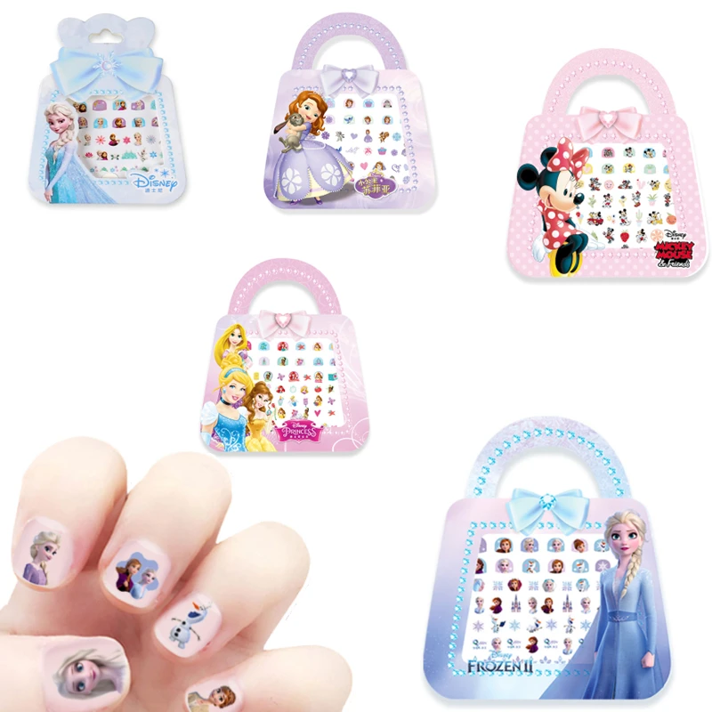 

Disney genuine Cartoon Frozen Princess Elsa Anna Snow White Makeup Nail Stickers Minnie Mickey Mermaid Stickers Toy For Kids