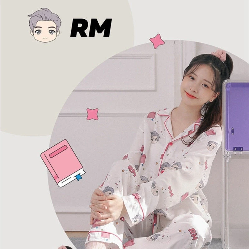 Kpop Bangtan JK JIN JIMIN V SUGA RM JH Same Pajama Women's Fall ARTIST-MADE COLLECTION Women's Men's Kawaii Pajama Set and Card