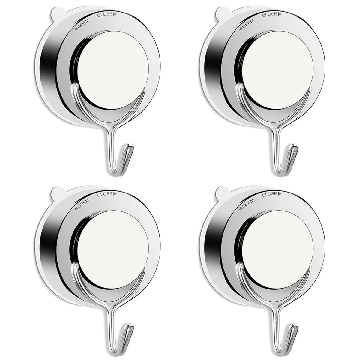

Suction Cup Hook 4Pcs No Drilling Silver Vacuum Wall Hooks 11lbs Load-Bearing Capacity Stainless Steel Vacuum Towel Holder for
