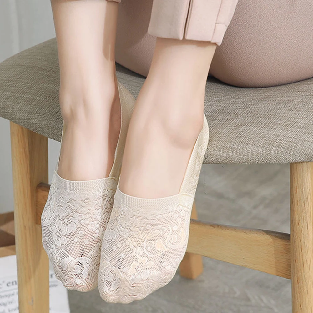 

5Pairs/set Ankle Socks Summer Lace Women Girls Socks Invisible Thin Mesh Ankle Socks Hollowed Soft Lace Short Socks