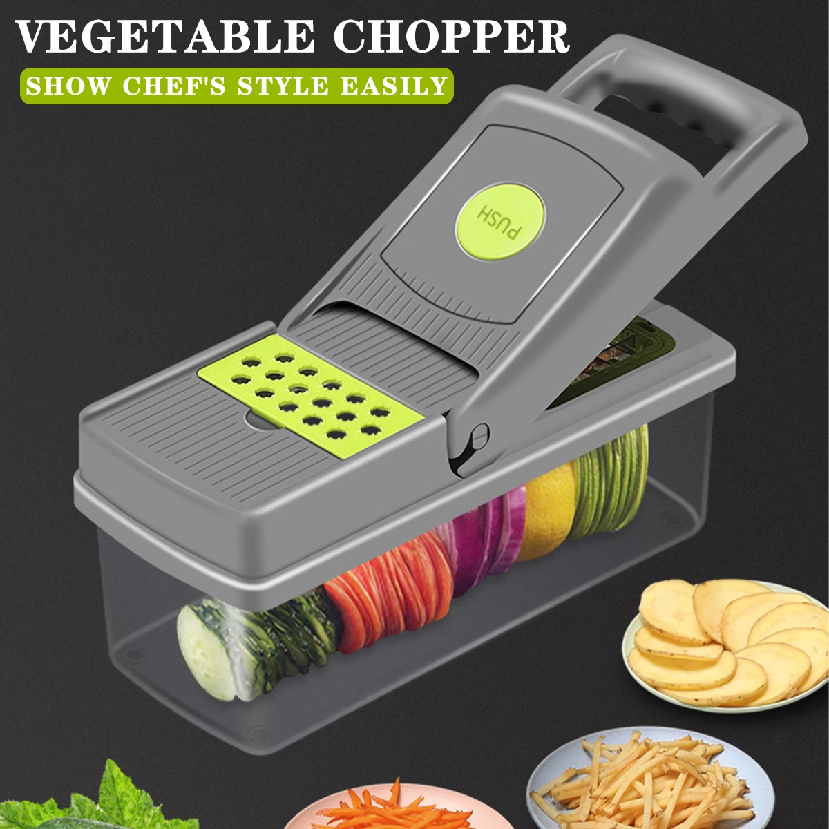 

Vegetable Chopper with 8 Blades Food Chopper Multifunctional Onion Mincer Chopper Vegetable Cutter Large Capacity Manual Chopper
