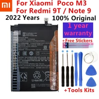 100 original xiao mi 6000mah bn62 battery for xiaomi pocophone poco m3 for note 9 redmi 9t bateria tools free
