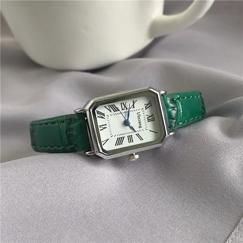 

Часы в стиле ретро, Классические повседневные кварцевые часы с кожаным ремешком и прямоугольным циферблатом, модные наручные часы для женщин