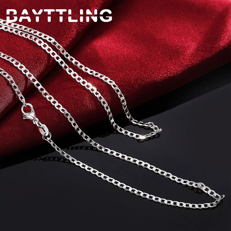 

BAYTTLING 2MM S925 Sterling Silver 16/18/20/22/24/26/28/30 Inches Sideways Figaro Chain NecklaceFor Women Men Fashion Jewelry