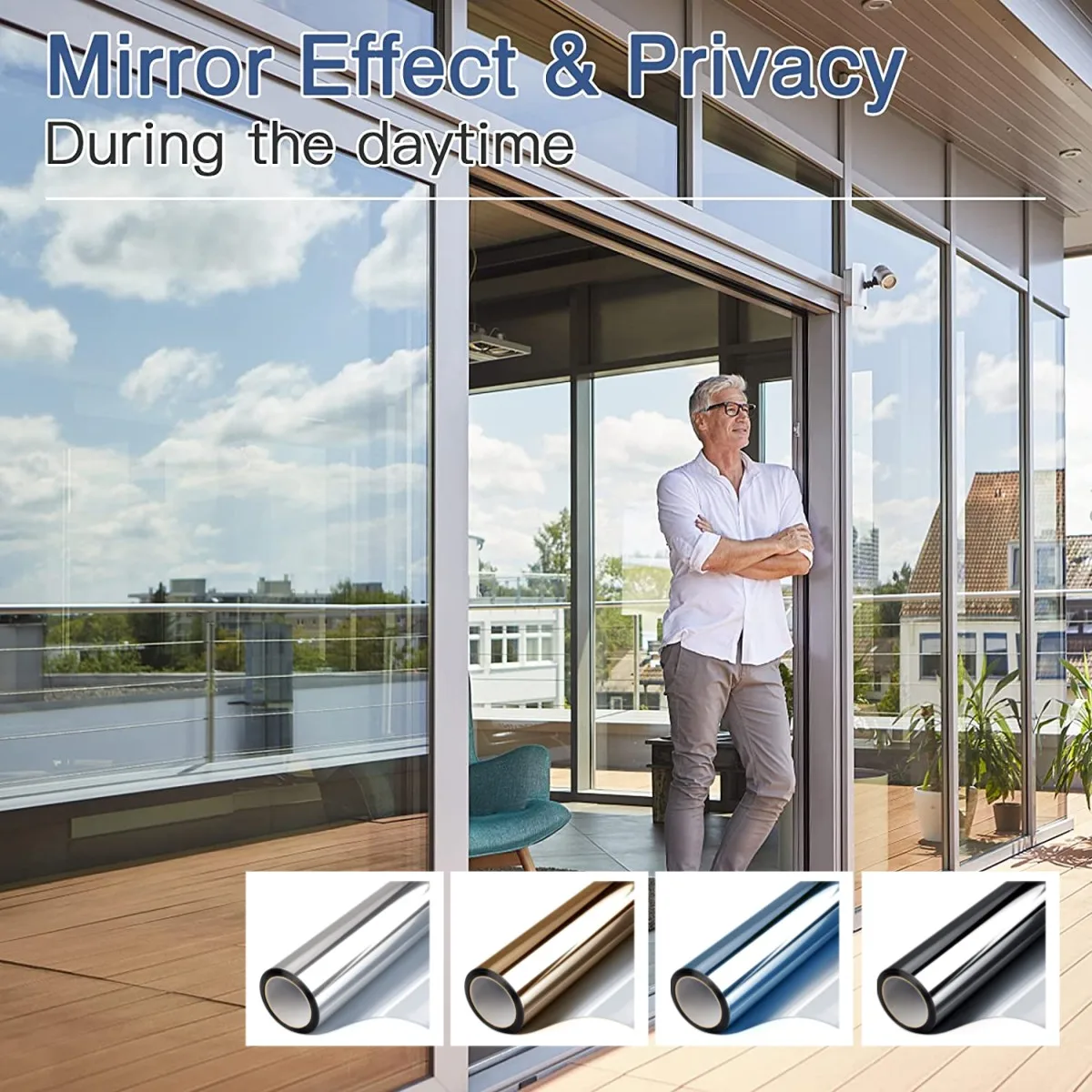 

Heat Insulation Window Film One Way Mirror,Privacy Self-adhesive Glass Sticker for Home,Sun Protection Blocking Window Tint