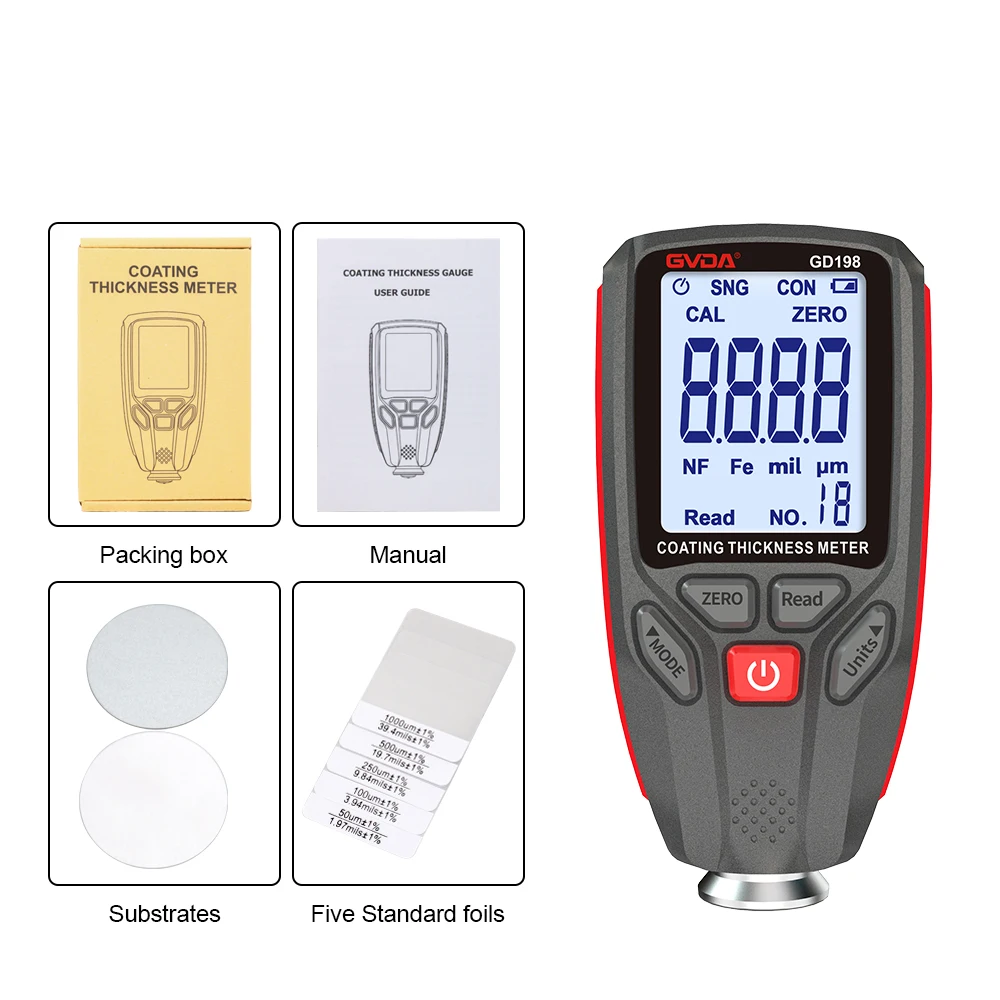 

Цифровой измеритель толщины покрытия GVDA 0-1300 мкм
