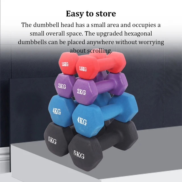 Wear-resistant Dumbbell Anti-skidding Anti-roll Hex Shape Anti-collision Fitness Equipment Waterproof Rustproof Dumbells 2