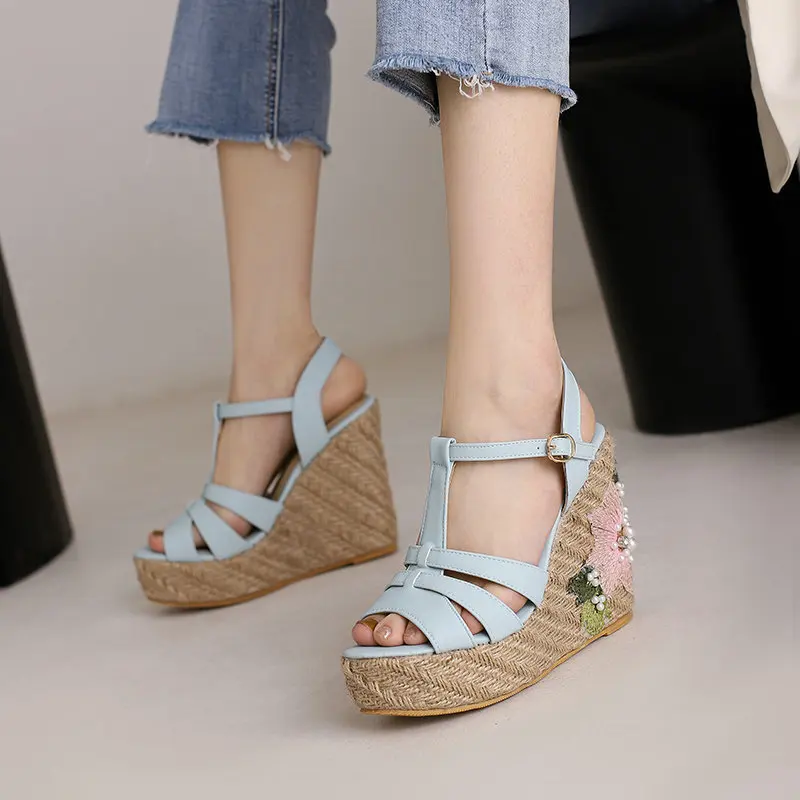 Brand New Ladies Wedges High Heels Sandals Fashion Retro Platform Summer Women's Sandals 2023 Party Shoes Woman Size 30-46