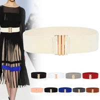 wide elastic belt solid color corset belt metal buckle lady fashion cummerbands stretch cinch waistband women waist belt