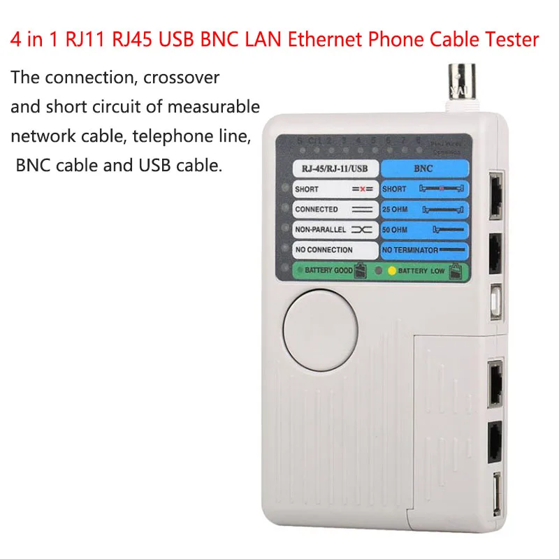 Multifunctional 4 in 1 LAN Network Cable Tester Remote RJ11 RJ45 USB BNC For UTP STP LAN Cabel Tracker Detector Fast Test Tool