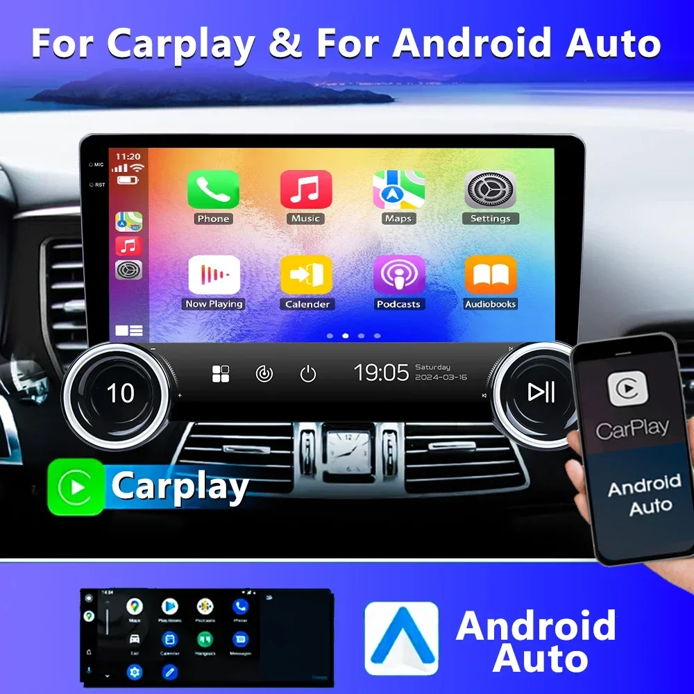 Фото Универсальный мультимедийный плеер на Android, 10,1 дюймов, FM, QLED, Carplay, SWC, GPS, Функция разделения экрана, охлаждающий вентилятор №3