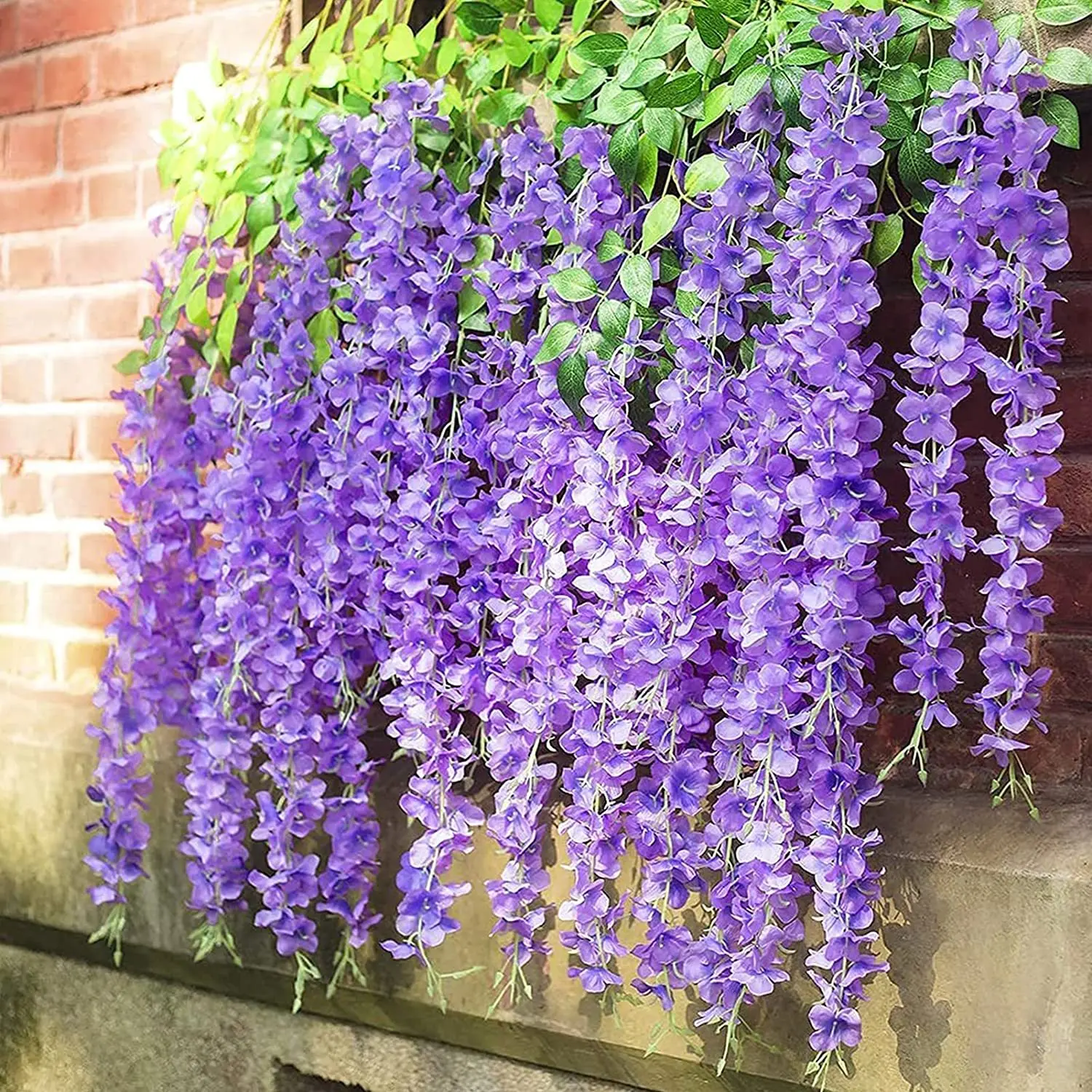 

12Pcs Artificial Wisteria Ivy Flowers Fake Wisteria Vine Ratta Hanging Garland Silk Flowers String Home Party Wedding Decor