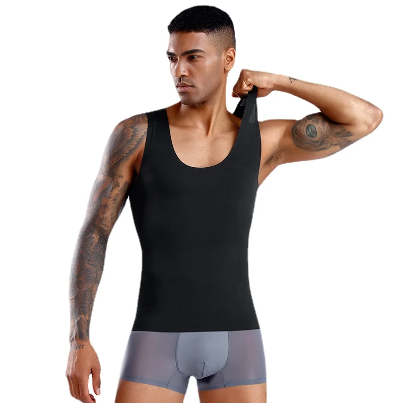 HaleyChan Men Compression Shirts Body Shaper Slimming Vest Elastic Slim Muscle Tank Shapewear Men Bodysuit Fitness Waist Trainer