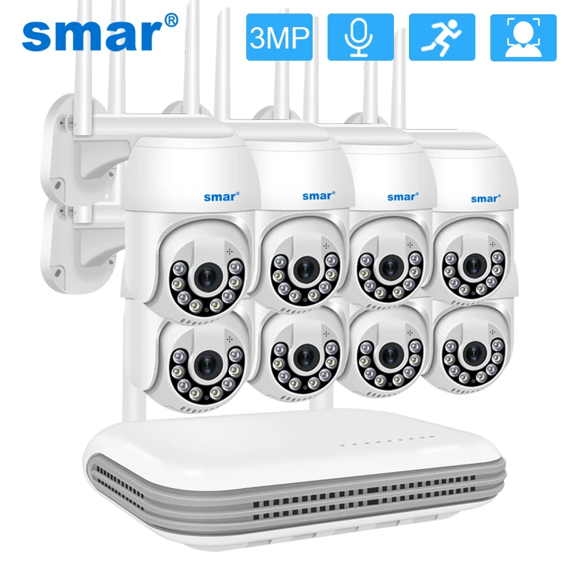 

Smar 3MP H.265 HD Wireless PTZ IP Cameras 8CH NVR Video System Kit Two Way Audio Night Vision CCTV Security Surveillance ICsee