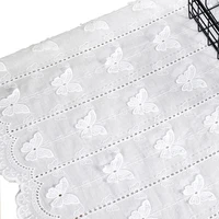 cotton fabric by the yard white 3d butterfly eyelet embroidered fabrics for dress blouse skirt table cloth sewing 54 inches wide