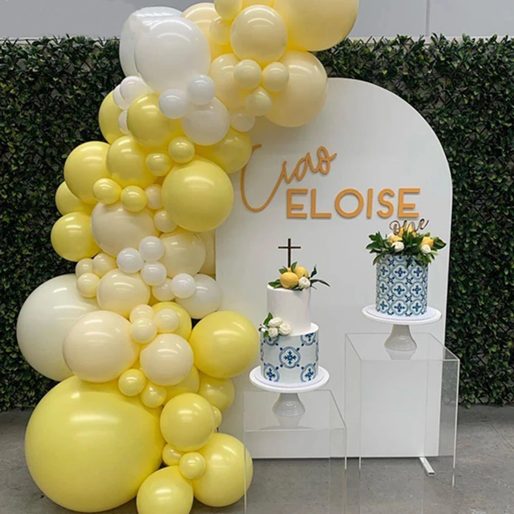 

76pcs Macaron Yellow Balloon Garland Arch Kit Pearl Latex Ballon Wedding Baby Shower Decorations Birthday Party Backdrop Globos