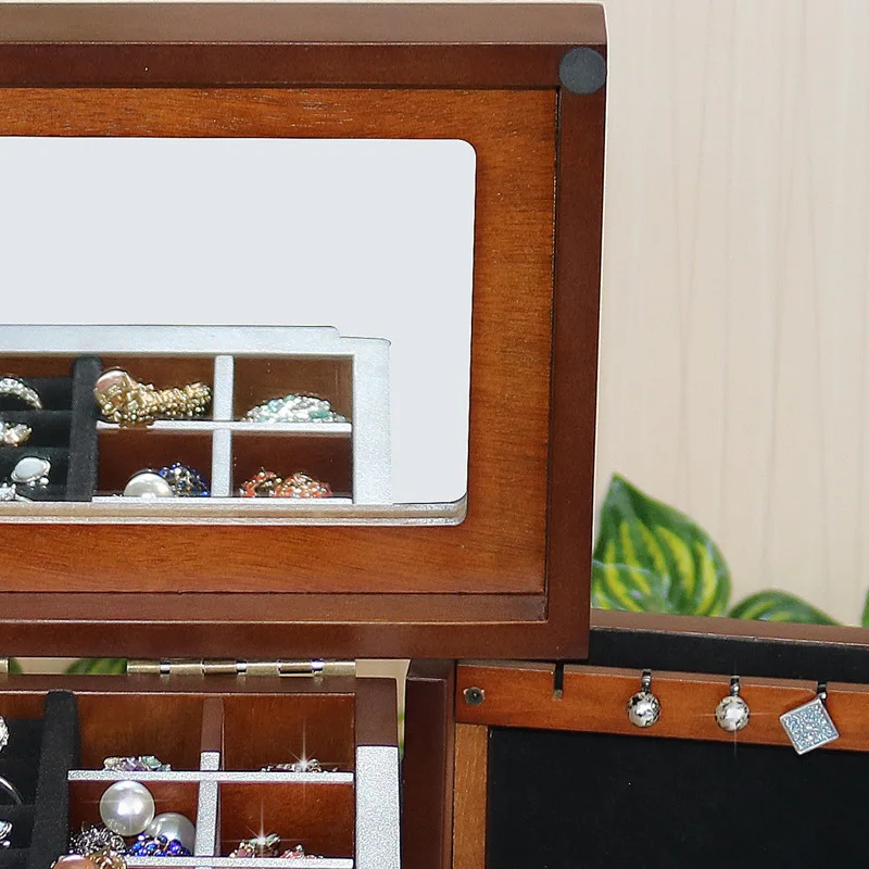 Han Mike Chinese Retro Solid Wood Jewelry Storage Box Ornament Necklace Bracelet Collection Box Valentine Gift