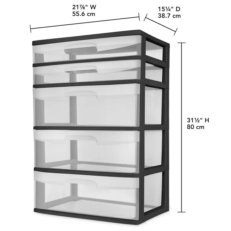 

5 Drawer Wide Tower Black