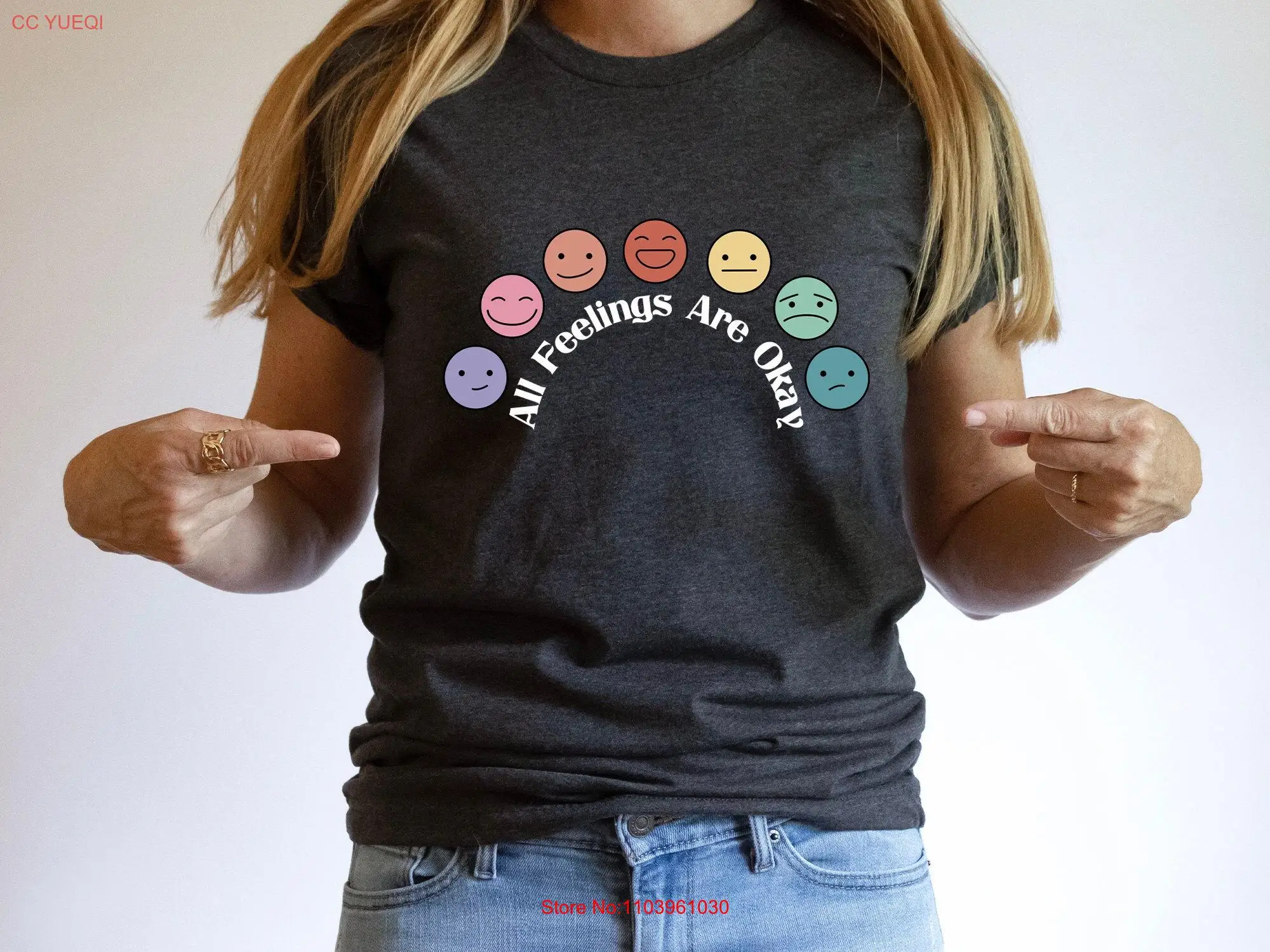 All Feelings Are Okay T Shirt Mental Health Matters Cute Fall for Women It's to Feel long or short sleeves