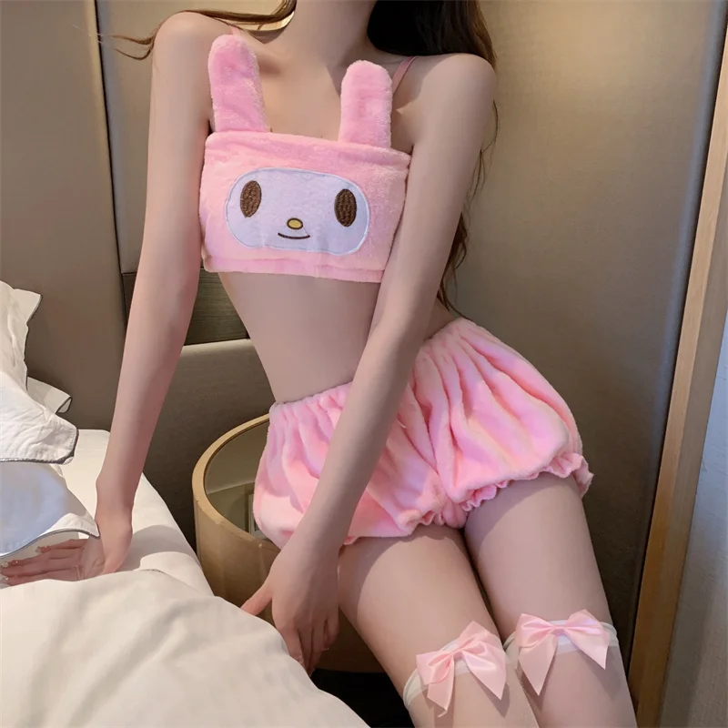 

Kawaii Sanrios Pajamas Cartoon My melody Cute Pochacco Underwear Kuromi Little Devil Sexy Home Clothes Gift for Girlfriend