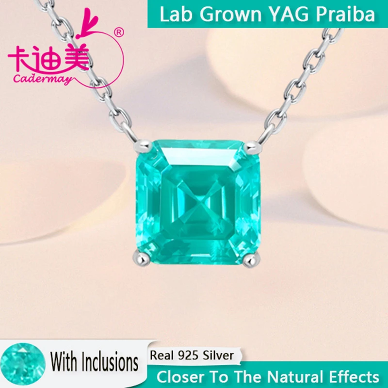 CADERMAY выращен в лаборатории YAG с иклюзией цвета Параиба S925 ожерелье-цепочка из