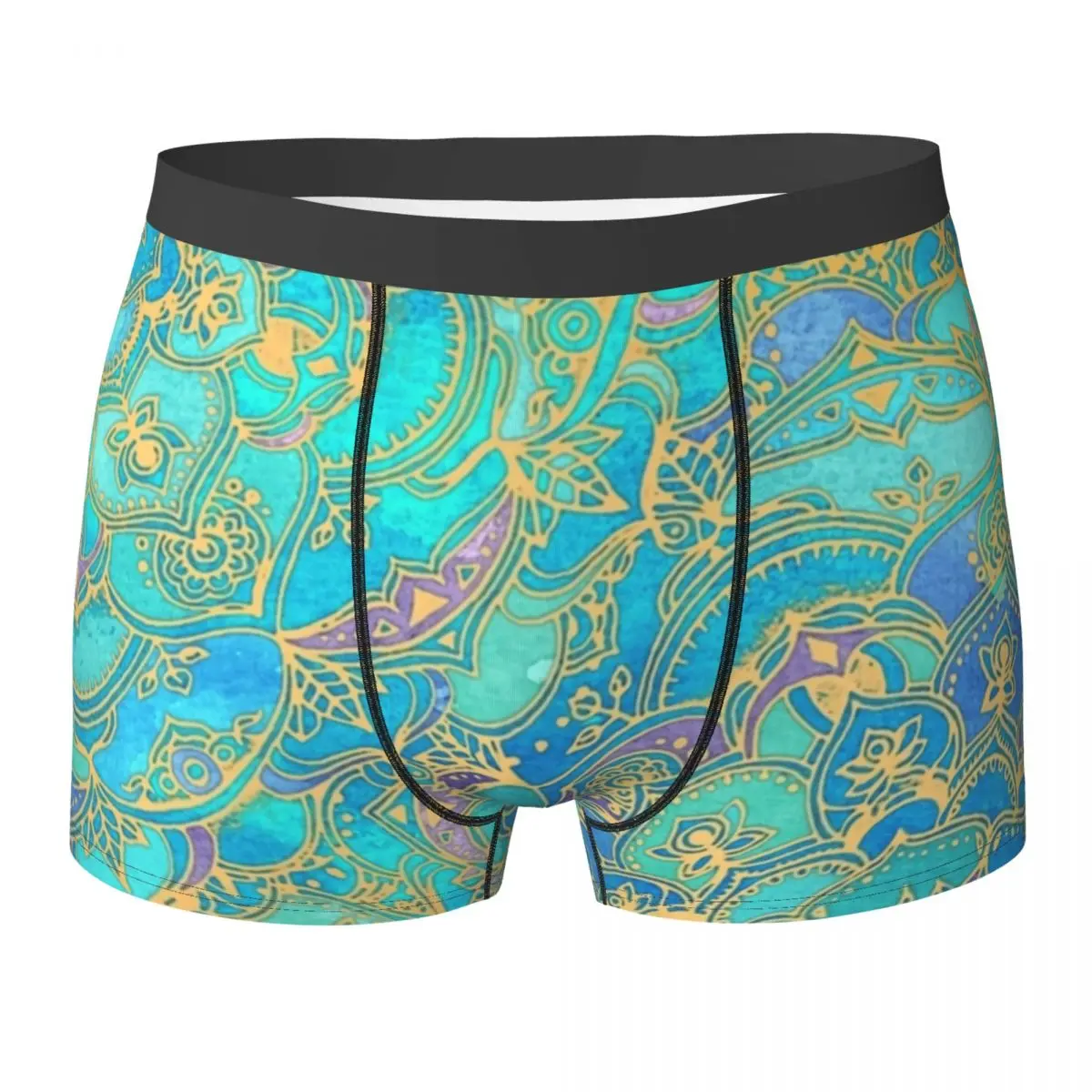 

Metallic Gold Retro Underwear Boho Mandalas Man Boxer Brief Classic Trunk Trenky Custom Plus Size Panties