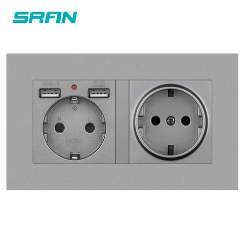 SRAN 2-клавишная розетка с USB 16А