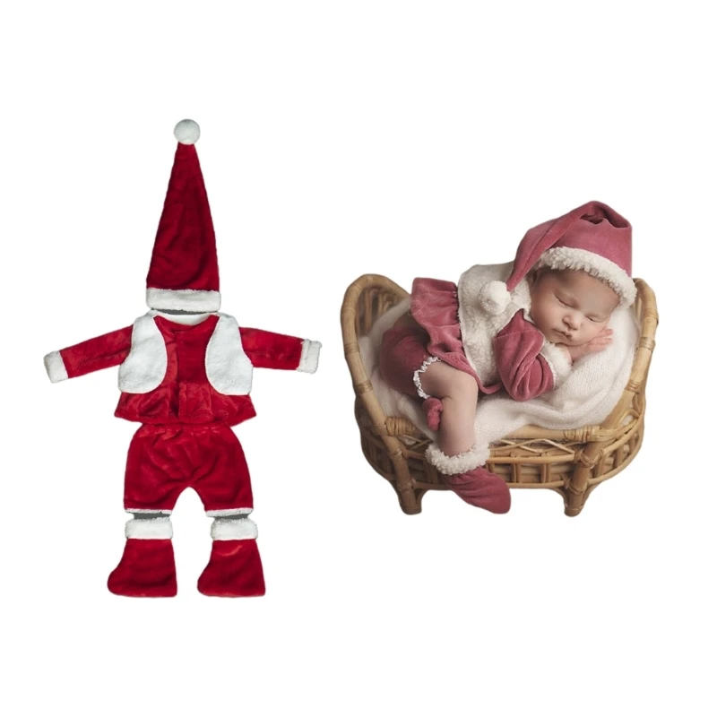 

Милый комплект для новорожденных мальчиков и девочек, реквизит для фотосъемки, наряды, шапочка Санты