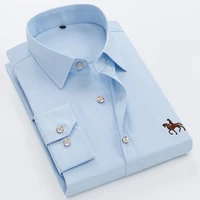 four seasons new mens shirts long sleeve cotton fabric free care comfortable casual fashion business solid color shirts
