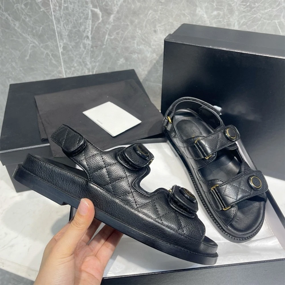 

Fashion classic designer women's sandals summer vacation Heightening flat sandals Real leather Luxury lady shoes High Quality