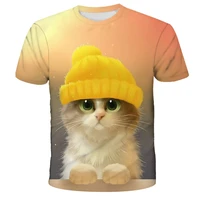 2022 new 3d kawaii cat men and women casual t shirt fashion trend youth mens short sleeve comfortable o neck oversized t shirt