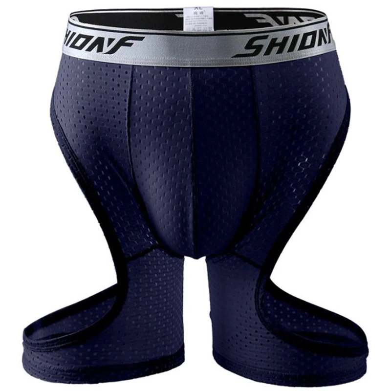 

New Design Mens Mesh Sport Cool Ice Silk Long Leg Boxer Underwear Running Tight Boxershorts